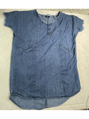 BDG Urban Outfitters Denim Cotton Tunic Top Raw Hem Neckline Sleeves Women’s S